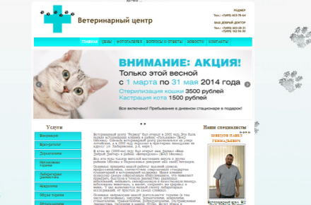 Разработка сайта для ветеринарной клиники