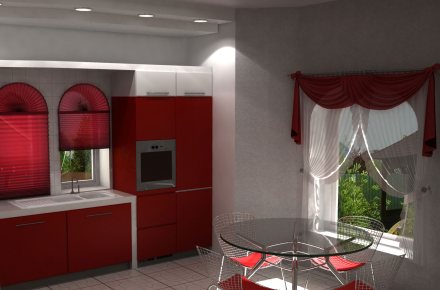 3D визуализация интерьера столовой