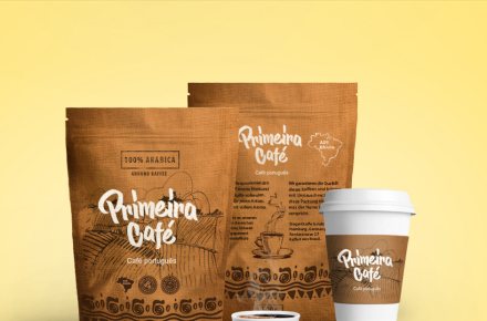 Дизайн упаковки и логотипа для Primeira Café