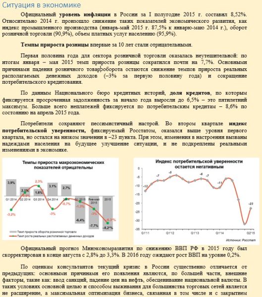 Развитие торговых сетей в России по разным группам товаров