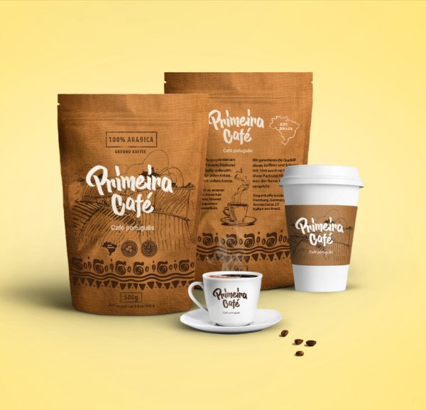 Дизайн упаковки и логотипа для Primeira Café